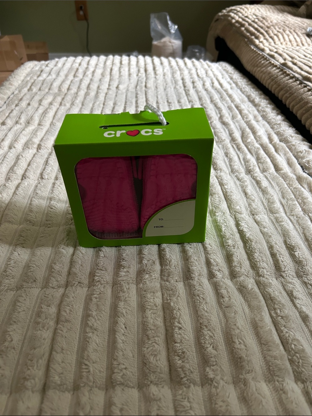 CROCS Kids Clogs in Bright Pink Gift Box